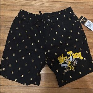 🔥 Embroidered Wu Tang Black and Gold Bee Men's Drawstring Shorts w/tags 🔥